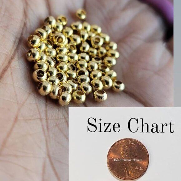 Hair Beads Loc Jewelry 24kt Gold Brass Beads for Dreadlock Accessories